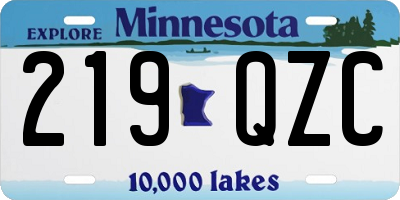 MN license plate 219QZC