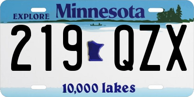 MN license plate 219QZX