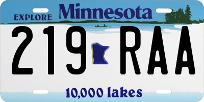 MN license plate 219RAA