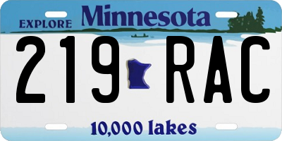 MN license plate 219RAC