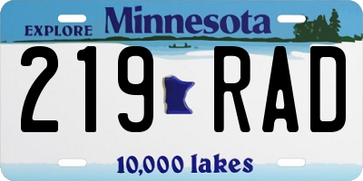 MN license plate 219RAD