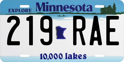 MN license plate 219RAE