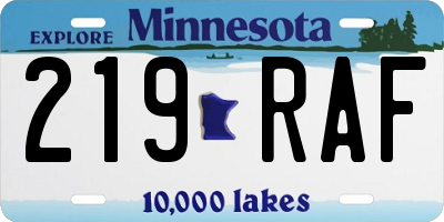 MN license plate 219RAF