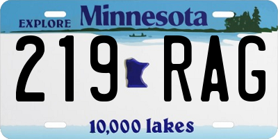 MN license plate 219RAG