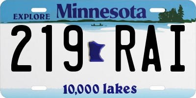 MN license plate 219RAI