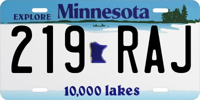 MN license plate 219RAJ