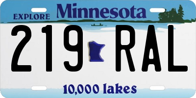 MN license plate 219RAL