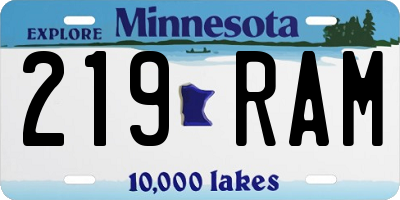 MN license plate 219RAM