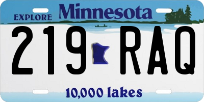 MN license plate 219RAQ