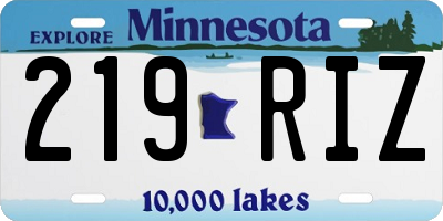 MN license plate 219RIZ
