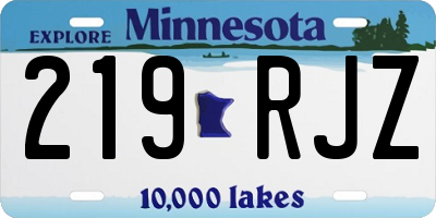 MN license plate 219RJZ