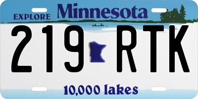 MN license plate 219RTK