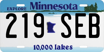 MN license plate 219SEB