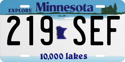 MN license plate 219SEF