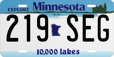 MN license plate 219SEG