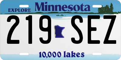 MN license plate 219SEZ