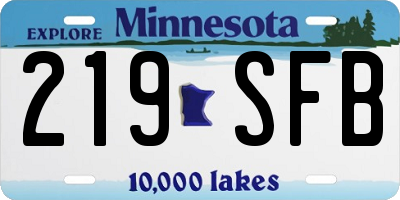 MN license plate 219SFB