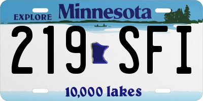MN license plate 219SFI