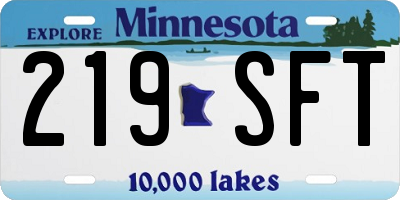 MN license plate 219SFT