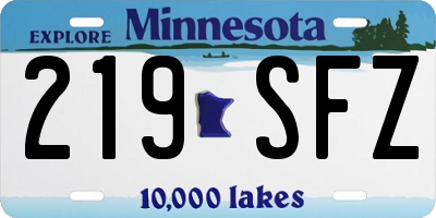 MN license plate 219SFZ