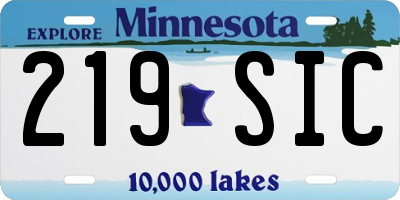 MN license plate 219SIC