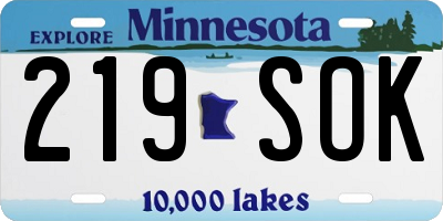 MN license plate 219SOK