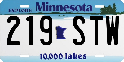 MN license plate 219STW