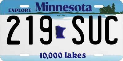 MN license plate 219SUC