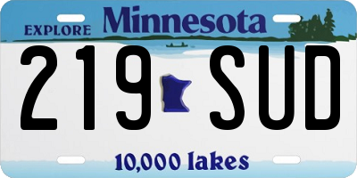 MN license plate 219SUD