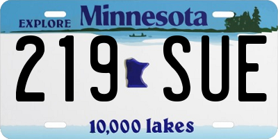 MN license plate 219SUE
