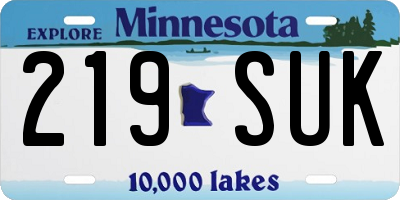 MN license plate 219SUK