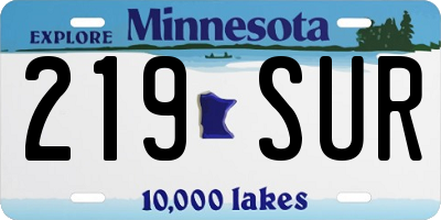 MN license plate 219SUR