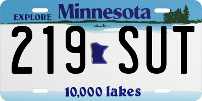 MN license plate 219SUT