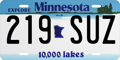 MN license plate 219SUZ