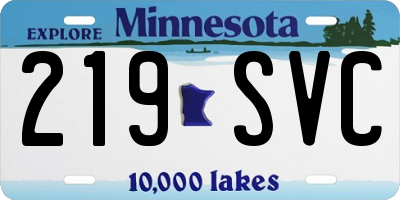 MN license plate 219SVC