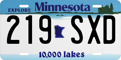 MN license plate 219SXD