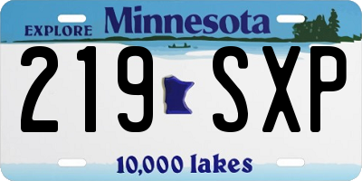 MN license plate 219SXP