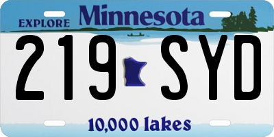 MN license plate 219SYD