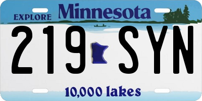 MN license plate 219SYN