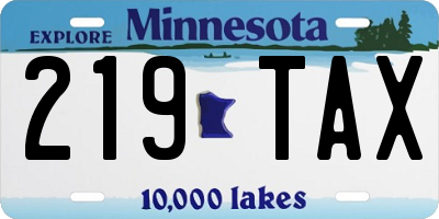 MN license plate 219TAX