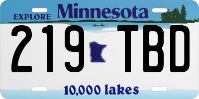 MN license plate 219TBD