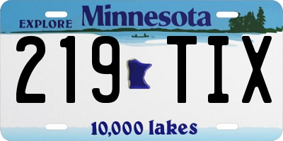 MN license plate 219TIX