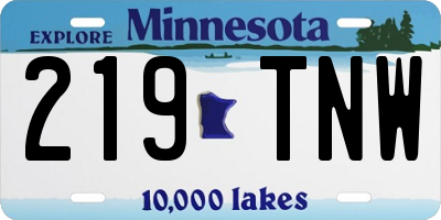 MN license plate 219TNW