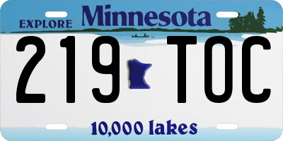 MN license plate 219TOC