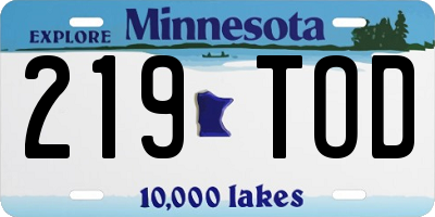 MN license plate 219TOD