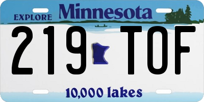 MN license plate 219TOF