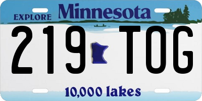 MN license plate 219TOG
