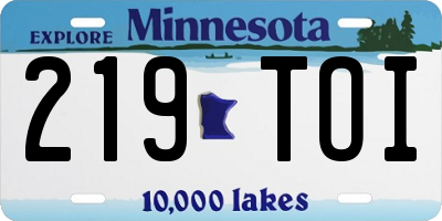 MN license plate 219TOI