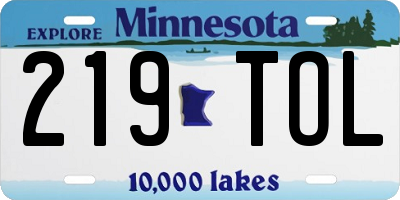 MN license plate 219TOL