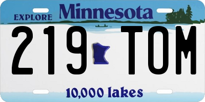MN license plate 219TOM
